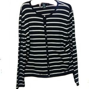 Lauren Ralph Lauren  Striped Button down sweater